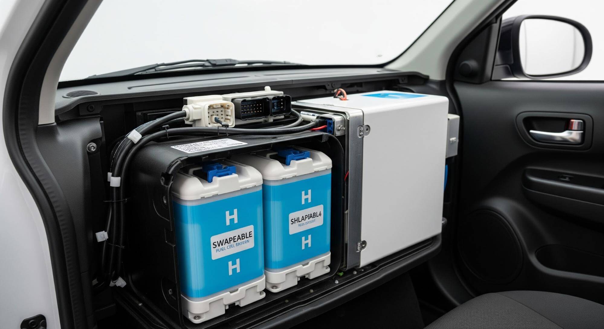 Complete hydrogen fuel cell systems for light fleets, with swappable cartridges for fast refueling